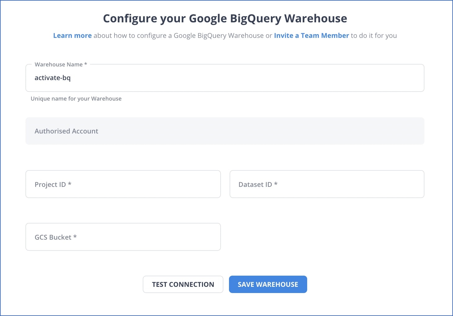 BigQuery to Intercom - Configure your Google BigQuery Warehouse